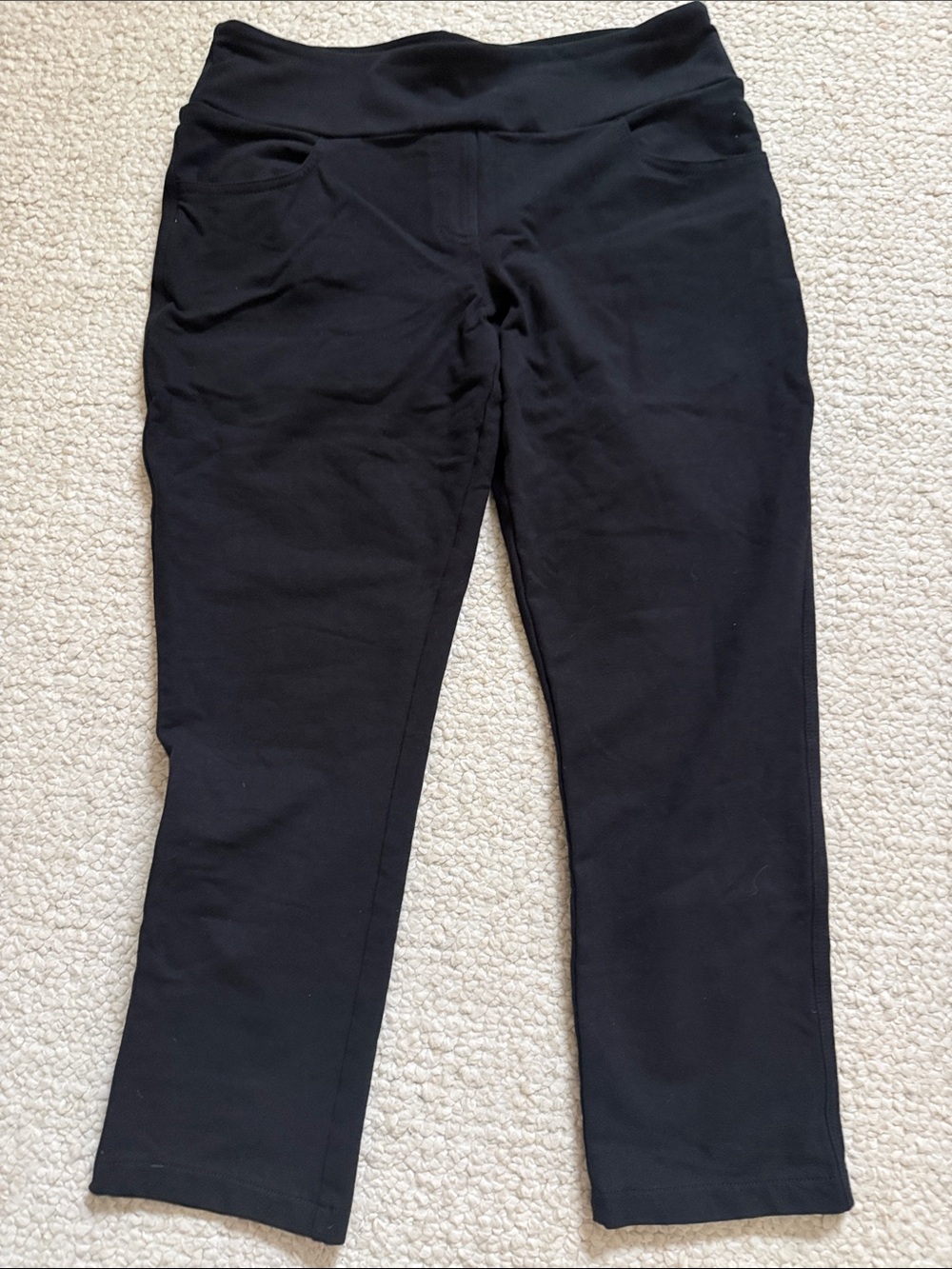 Denim & Company stretch pull on black pants, size MP